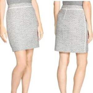 White House Black Market Black White Tweed Skirt 14